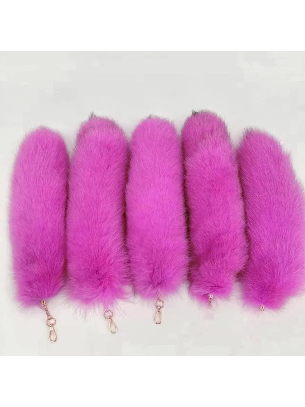 Women's Rose Pendant Cosplay Costume Halloween Furry Tails Keychain Handbag